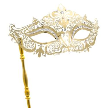 Imagem de Coddsmz Máscara veneziana de baile de máscaras com bastão, decorações de carnaval para fantasia feminina de Halloween