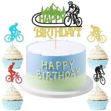 Imagem de Cyodoos 25PCS Cycling Party Cupcake Toppers Road bicycle Sports Cake Decorations with Cycling Sports Birthday Party Decoration