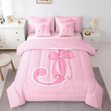Imagem de Feelyou Conjunto de edredom completo com laço rosa para crianças, meninos, meninas, princesa sonhadora, 7 peças, decoração de quarto de microfibra macia