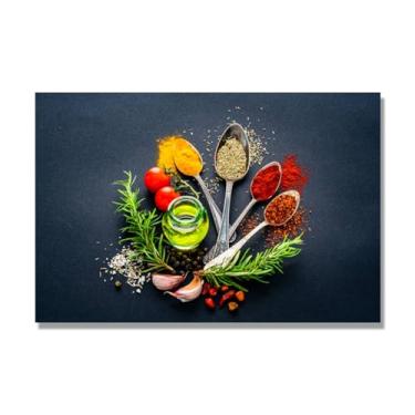 Imagem de NHLDZYH Pintura de cozinha moderna especiarias, impressão de arte, imagens para cozinha, decoração de parede de cozinha moderna. C14. 40 x 60 cm. Apenas tela