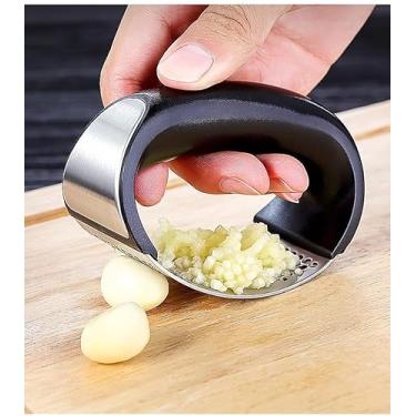 Imagem de Espremedor de alho de aço inoxidável triturador de alho triturador de alho para espremedor de alho de aço inoxidável (inoxidável)