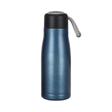 Imagem de Garrafa Térmica Inox 350ml com Alça de Corda | Tampa Antivazamento e Isolamento Térmico para Bebidas Quentes e Frias (Azul.)