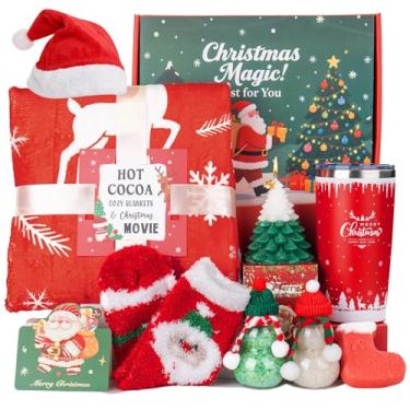 Imagem de Cesta de presentes de spa de Natal para mulheres, cestas de Natal para mulheres, presentes de Natal para mulher, mãe, esposa, irmã, professora, colegas de trabalho, cestas de presente de Natal para