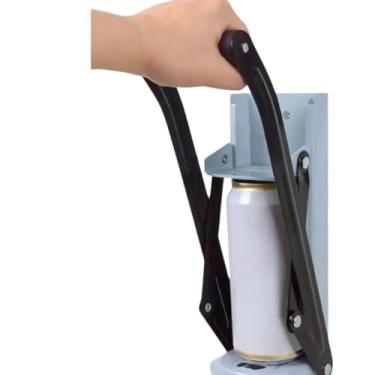 Imagem de Amassador de Latas de Alumínio, Preto/Cinza, Estrutura em Aço, Cabo Anatômico, Reduz 80% do Tamanho, Para Festas, Buffet, Churrascos, Bares, Associações de Reciclagem