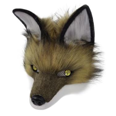 Imagem de hbbhml Máscara de lobo, metade do rosto, animal, cão, raposa, lobisomem para festa de Halloween, cosplay, adereços de fantasia