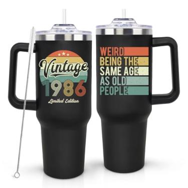 Imagem de LHSCVUFASC Presentes de aniversário de 40 anos para homens e mulheres, decorações de aniversário de 40 anos vintage de 1986 para ele ela, ideias de presentes para homem, mulher, mãe, pai, esposa