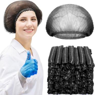 Imagem de Yahenda 200 peças de toucas descartáveis de 53 cm, rede de cabelo a granel, rede de cabelo descartável, redes elásticas para cabeça de dormir, para serviços de alimentação, laboratórios de enfermagem