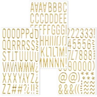 Imagem de 3 Sheets Gold Puffy Letter and Number Stickers 1 inch Gold 3D Alphabet Letter Stickers Waterproof Golden Foam Stickers for Mailbox Poster Scrapbooking Sign Graduation Cap Decor DIY