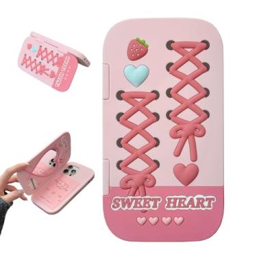 Imagem de YAKVOOK Linda capa de silicone para iPhone 16 Pro de 6,3 polegadas, divertida e divertida, com laço rosa, espelhada, kawaii, capa para celular com amortecedor de borracha macia para iPhone 16 Pro