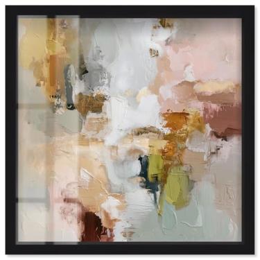 Imagem de Swirl of Joy I Shadowbox Print Taupe Boho Wall Art por Art Remedy, moldura preta, 63 x 63 cm