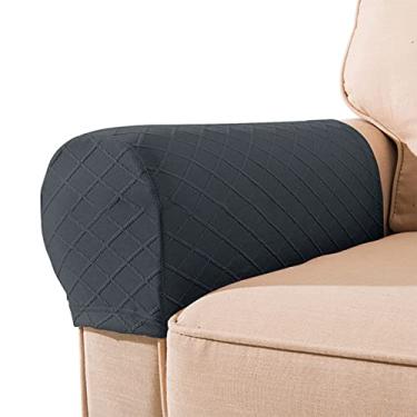 Imagem de Capas para descanso de braço, conjunto de 2 capas elásticas para poltrona para poltrona, para sofá, cadeira, elastano, capas de poliéster, cinza