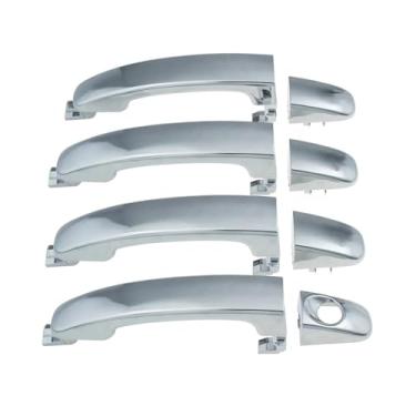 Imagem de Maçaneta externa da porta dianteira traseira lh rh 4 peças cromada/preta compatível com ford ranger/everest t6 t7 2012-2020/mazda bt50 2012-2020(Chrome 4PCS)