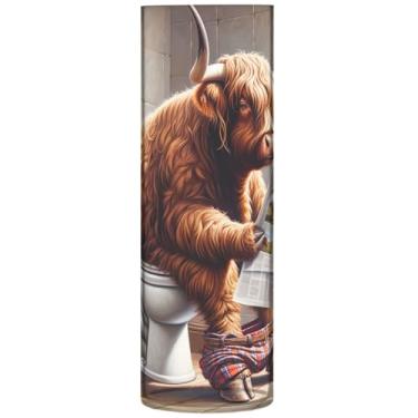 Imagem de Vasos cilíndricos engraçados de vaca Highland para centros de mesa, vaso grande, fofo, personalizado, decoração de apartamento, estética, 30 x 9,9 cm