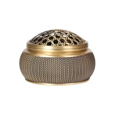 Imagem de porta-vara de incenso Queimador de incenso latão com tampa esqueletizada, suporte luxo, ornamentos decorativos para casa(Pequeno)