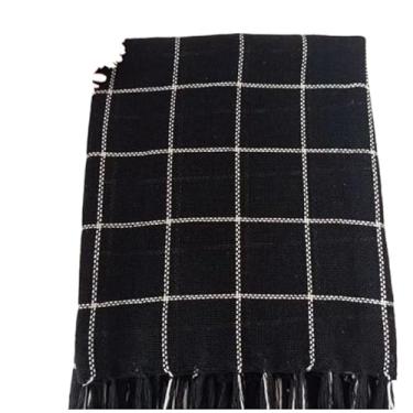 Imagem de Manta para Sofá Gigante 2,40x1,80m Casal Algodão Macio Decorativa(Preto xadrez)