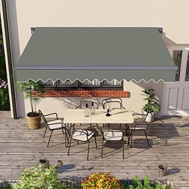 Imagem de CMOLVUR Toldo manual retrátil DIY para pátio, guarda-sol de jardim, para quintal, varanda, restaurante, café, metal e poliéster, 2,5 × 2 m