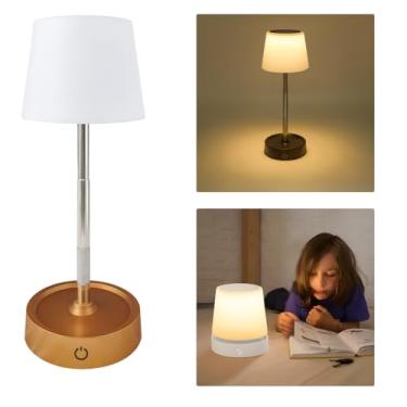 Imagem de Luminária De Mesa Abajur Retrátil Recarregável USB Touch Led Luz Quente Telescópica Estudo Escritório Leitura Cabeceira Compacta Moderna Design Decorativo Ajustável Bivolt