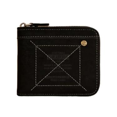 Imagem de Carteira universal de couro PU resistente à água, com vários compartimentos, preto, multicompartimentos, com encaixe, padrão xadrez, couro PU