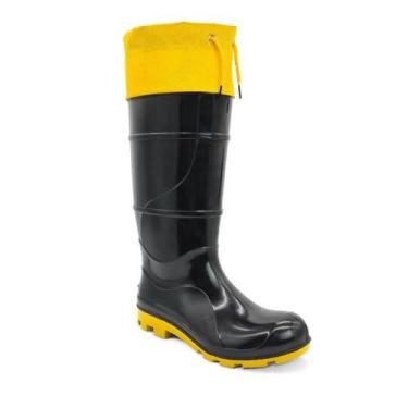 Imagem de Bota PVC Cano Longo Cartom Com Polaina CA 51055 - Preto e Amarelo, 39
