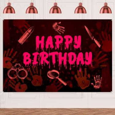 Imagem de Impressão digital faixa de feliz aniversário tema espião detetive decoração de pano de fundo torcida para homens mulheres aniversário aniversário festa casamento suprimentos foto cabine fundo adereços