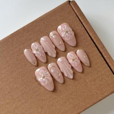 Imagem de Pressione as unhas MAGLFELL, amêndoa, acrílico ABS reutilizável, 10 un