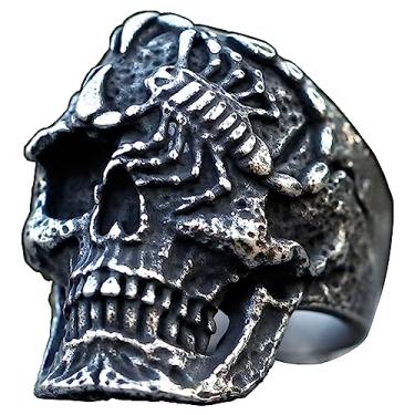 Imagem de ZMY Home 2023 Anel de caveira legal Evil Death Punk Rock anéis de aço inoxidável Aly Style Jewelry, Metal, Sem Pedra Preciosa
