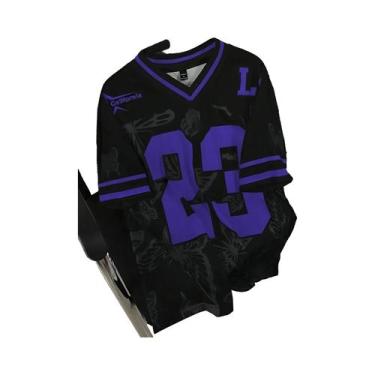 Imagem de Camiseta Masculina De Verão Com Decote Em V Casual Esportiva Respiráve