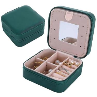 Imagem de Estojo organizador de joias de viagem compacto com espelho, armazenamento portátil
