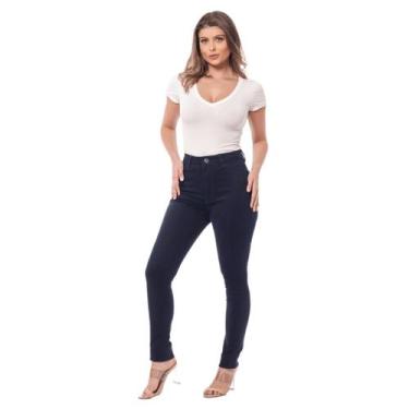 Imagem de Calça Feminina Skinny Jeans Sarja Com Elastano Ajusta Ao Corpo Costura