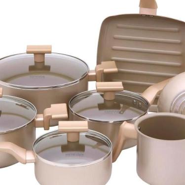 Imagem de Jogo de Panelas Com 7 Peças Mimo Style Sartin Cook Champanhe - Mimosty