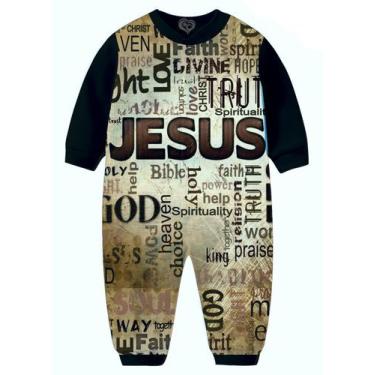 Imagem de Macacão Pijama Jesus Gospel Criativa infantil Tip Top AM, 3-4 anos