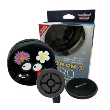 Imagem de Megacom DuoMon3 Pro 1P/2P Captador automático, sem fio, recarregável, com luzes ajustáveis, vibração, som e reconexão com um toque - Preto (versão Pro)