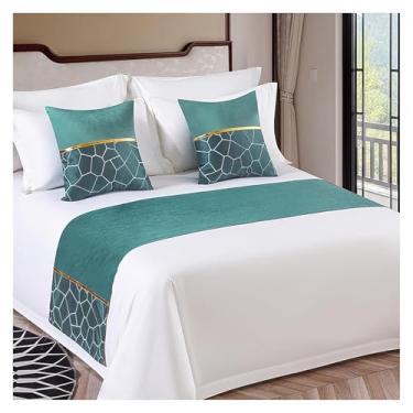 Imagem de HSTANGKY Lençol de cama de hotel lençol de cama macio de cor sólida capa de cama resistente à cor toalha de pé para cama de casal queen king size verde ||50 x 240 cm para cama de 1,8 m