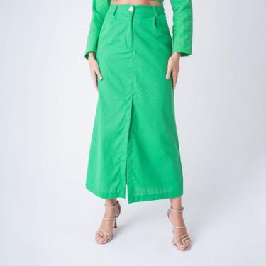 Imagem de Saia susie longa fenda feminina, Verde, G, 10 unidades