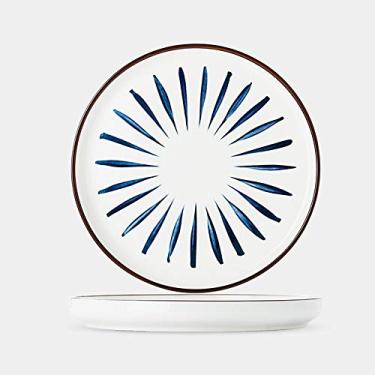 Imagem de Conjuntos de louça de cerâmica de porcelana 48 peças, conjuntos de pratos, incluindo tigelas, pratos de sobremesa, pratos de sopa, pratos de jantar, pires, serviço de pratos de jantar para 8, para