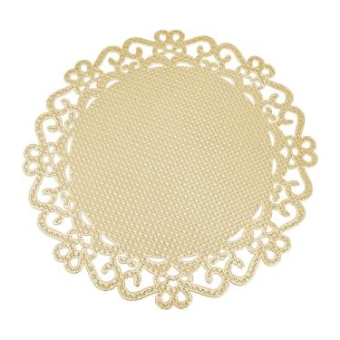 Imagem de Kit 6 Jogos Americanos Dourados Recortados - Sousplat Orbicular com Design Elegante para Mesa Posta