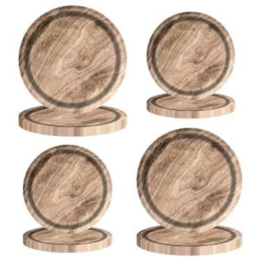 Imagem de RFAPTDM 80 peças de pratos de papel de grão de madeira, decorações de aniversário, utensílios de mesa descartáveis para lenhador, acampamento, caça, tema de festa, serve 40 convidados (estilo B)