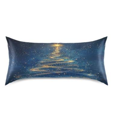 Imagem de Blueangle Fronha mágica de cetim com árvore de Natal para cabelo e pele, fronha de seda, tamanho king (50,8 x 101,6 cm) - Capas de almofada de cetim refrescantes com fecho de envelope (153)