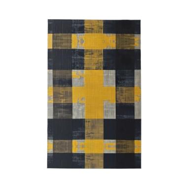 Imagem de XLLingL Toalhas de cozinha de waffle com estampa xadrez amarelo e cinza, panos de prato de microfibra, perfeitos para decoração e limpeza de cozinha - 1 peça