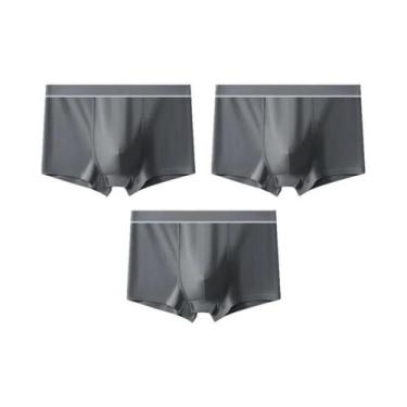 Imagem de Cuecas Boxer Masculinas De Algodão Respirável 3 Peças Esportivas Quadr