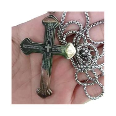 Imagem de Pingente De Crucifixo Dourado Para Homens, Colar Religioso Estilo Miam