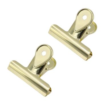 Imagem de Xiaoyztan Mini clipes, clipes dourados de buldogue de 65 mm de largura, prendedores de clipe de papel para sacos de comida, fotos, artesanato, material de escritório, pacote com 2