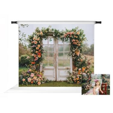 Imagem de Kate Cenários florais de primavera para fotografia, arco, vintage, jardim, porta, cenário externo, adereços para fotos, 3 x 2,4 m