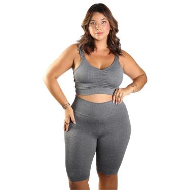 Imagem de Conjunto Fitness Plus Size Top + Bermuda Cintura Alta-Feminino