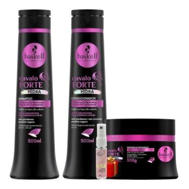 Imagem de Kit Shampoo + Cond 500ml + Masc. 300ml + Protetor Haskell Cavalo Forte