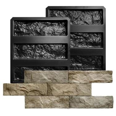 Imagem de Kit 2 Moldes Forma ABS 1,8mm Tijolinho Pedra Madeira Rockface 36x10cm Cd108