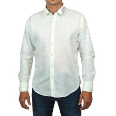 Imagem de Camisa Areia Branca Yacht Linho Verde G-Masculino