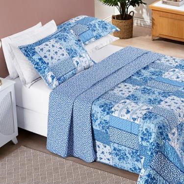 Imagem de Colcha bouti estampada casal queen 3 peças - MAYRA ENXOVAIS, Azul