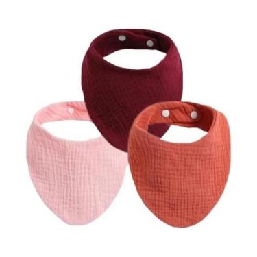 Imagem de Conjunto De Babadores De Algodão Macio Para Bebês Com Botão Ajustável,