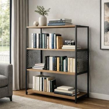 Imagem de Estante Industrial para Sala Escritório Livro Decorativa Preta - LaCas